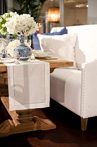 Fennco Styles Classic Solid Color Hemstitch Border Table Runner For Dining Table, Banquet, Wedding, Family Dinner, 16 X 36 Inch,