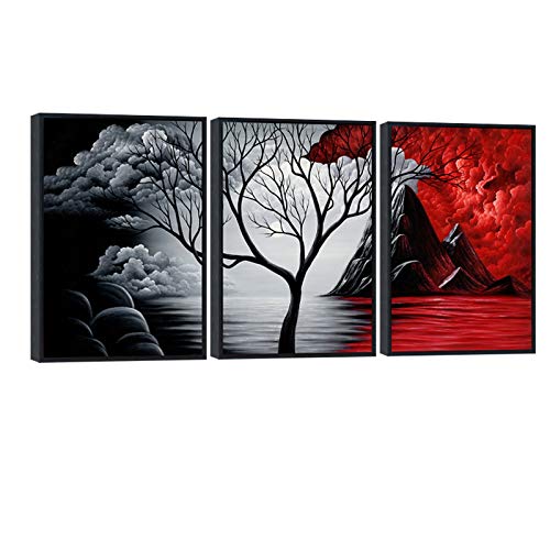 Wieco Art Large Size Framed Art Canvas Art Prints Wall Art The Cloud Tree Abstract Pictures Paintings For Bedroom Home Office De