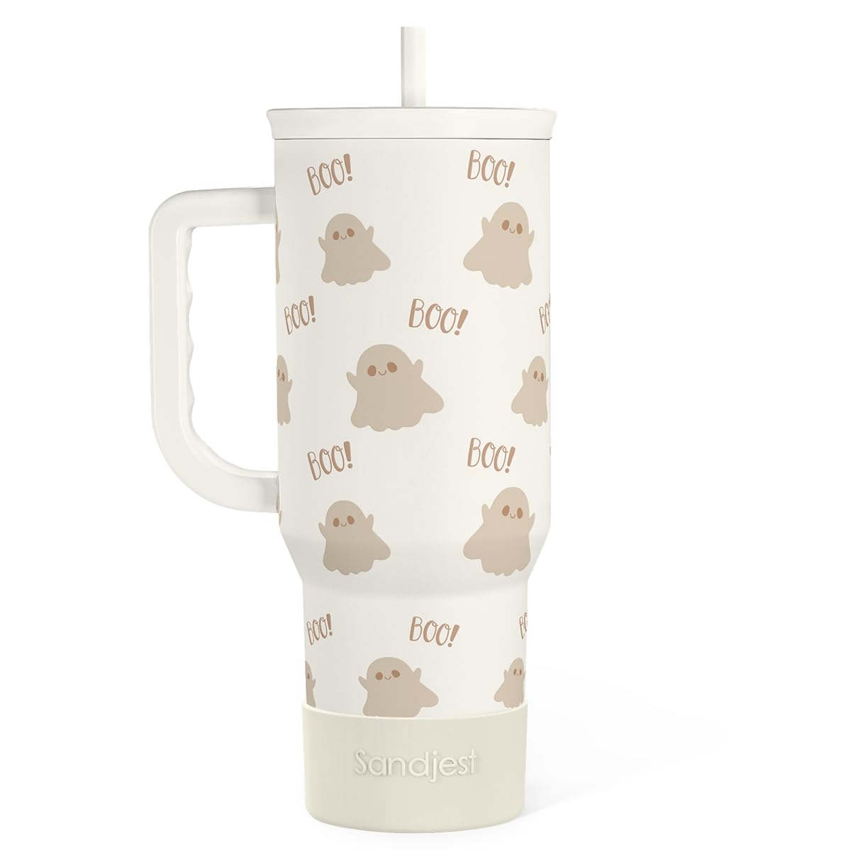 Boo Tumbler with Handle and Straw 40oz - Stainless Sleel Slider Tumbler Travel Coffee Mug for Women - Gift Idea for Fall Autumn 