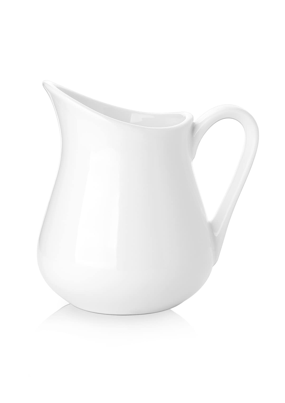 Nucookery 8 Oz Classic White Fine Porcelain Creamer With Handle,Small Creamer Pitcher For Sauces Salad Coffee Milk More,Microwav