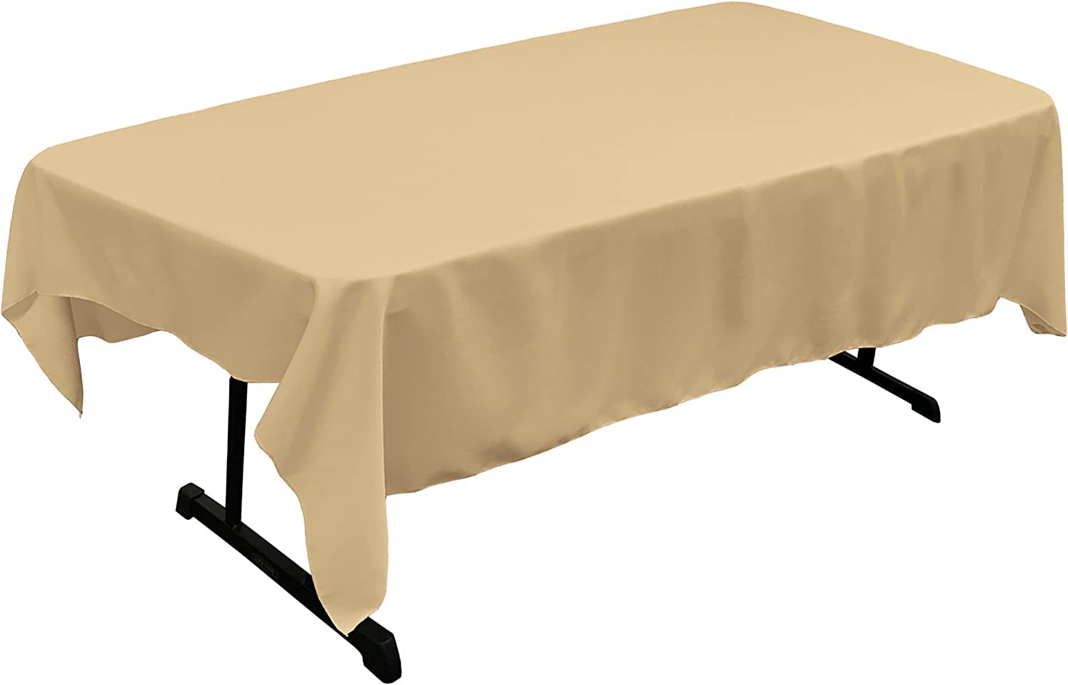 LA Linen Polyester Poplin 60 by 84-Inch Rectangular Tablecloth  Khaki