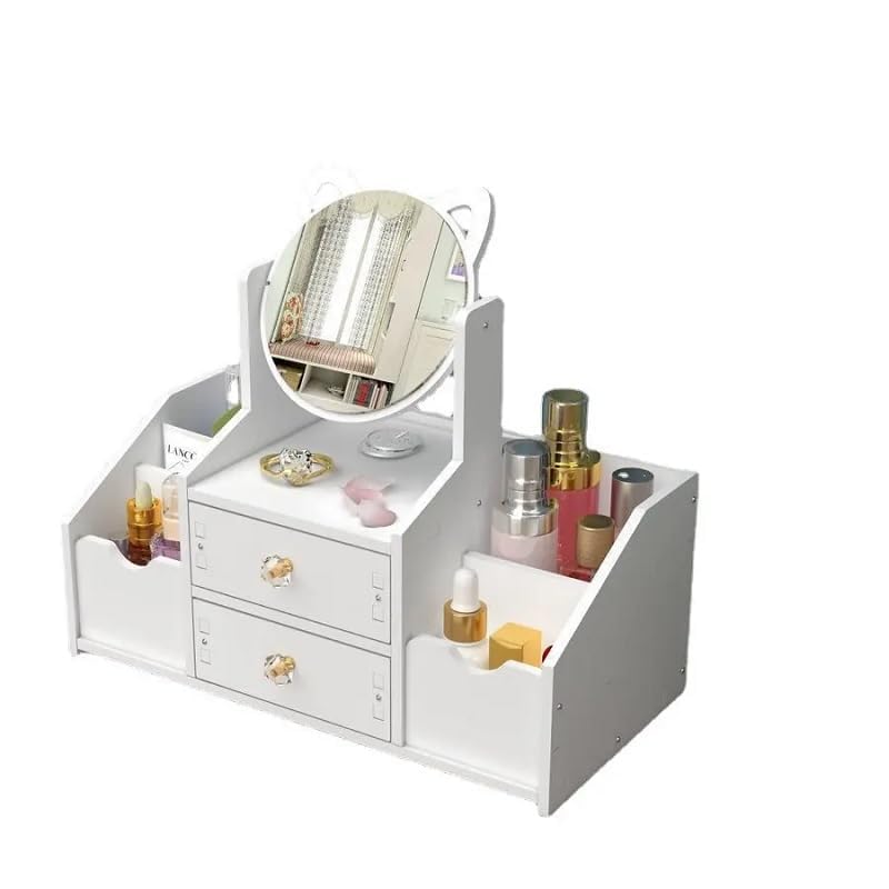 Alokik Enterprise Cosmetic Organizer Box With Mirror Drawers Storage Plastic Stationary Box | Make Up Organiser For Women