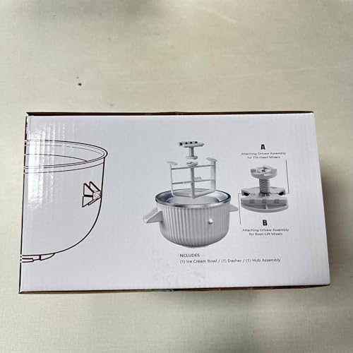 Gdrtwwh Ice Cream Attachment for Kitchenaid Stand Mixer Ice Cream & Sorbet Gelato Maker Fits Kitchenaid 4.5-5Qt Stand Mixer and 5-6-7Qt Bowl-Lift(Dishwasher Safe)