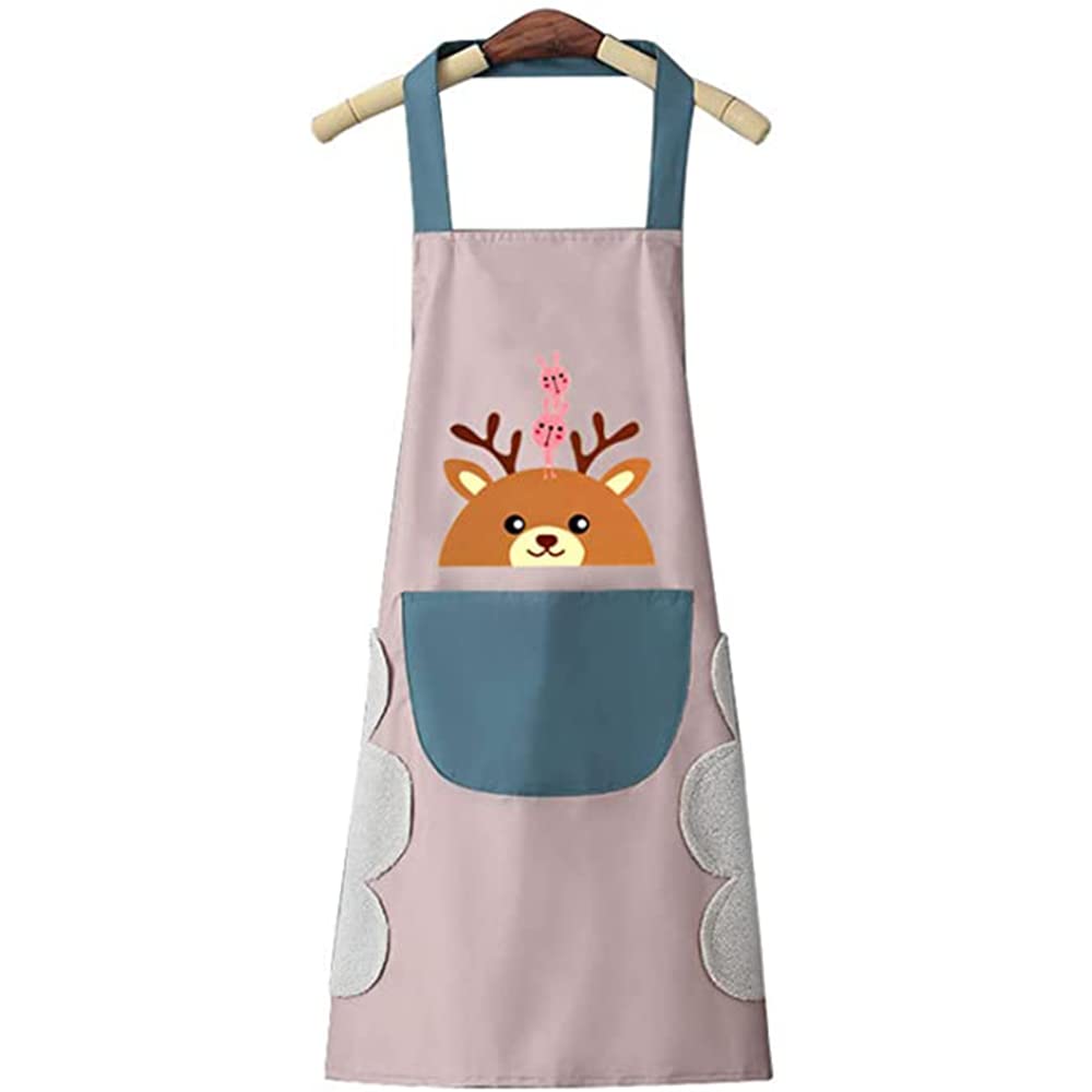 Docat Kitchen Apron For Women Cute Deer Aprons With Pockets And Handwiping Kitchen Apron Waterproof And Oilproof For Home Cook