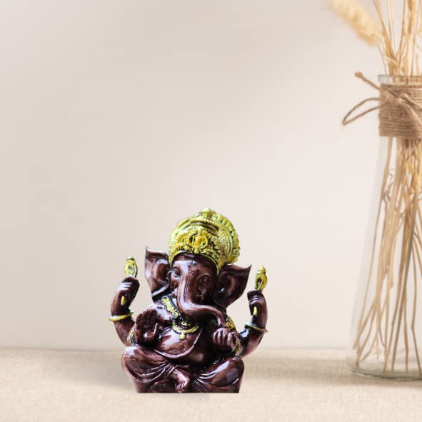 Miss Peach Polyresin Lord Ganesh ji Idol Showpiece Decorative Statue Murti for Home dcor,Gifts Items_ (Brown)