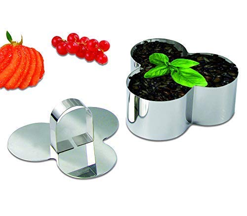 Newline Ny Stainless Steel Dessert Rings 4 Pcs Plum Blossom Shape Molded Starters Appetizers Salads, Pastries Mousse Molding Lay