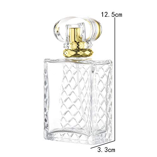 Jjkmall- 100 Ml (3.4 Oz) Large Clear Thick Glass Empty Bottle, Gold Spray Perfume Bottle Atomizer Bottle Makeup Tool (Gold) 1Pc