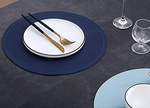 Set Of 8 Faux Leather Round Placemats And Coasters, Coffee Mats Kitchen Table Mats, Waterproof, Easy To Clean For Kitchen Dining