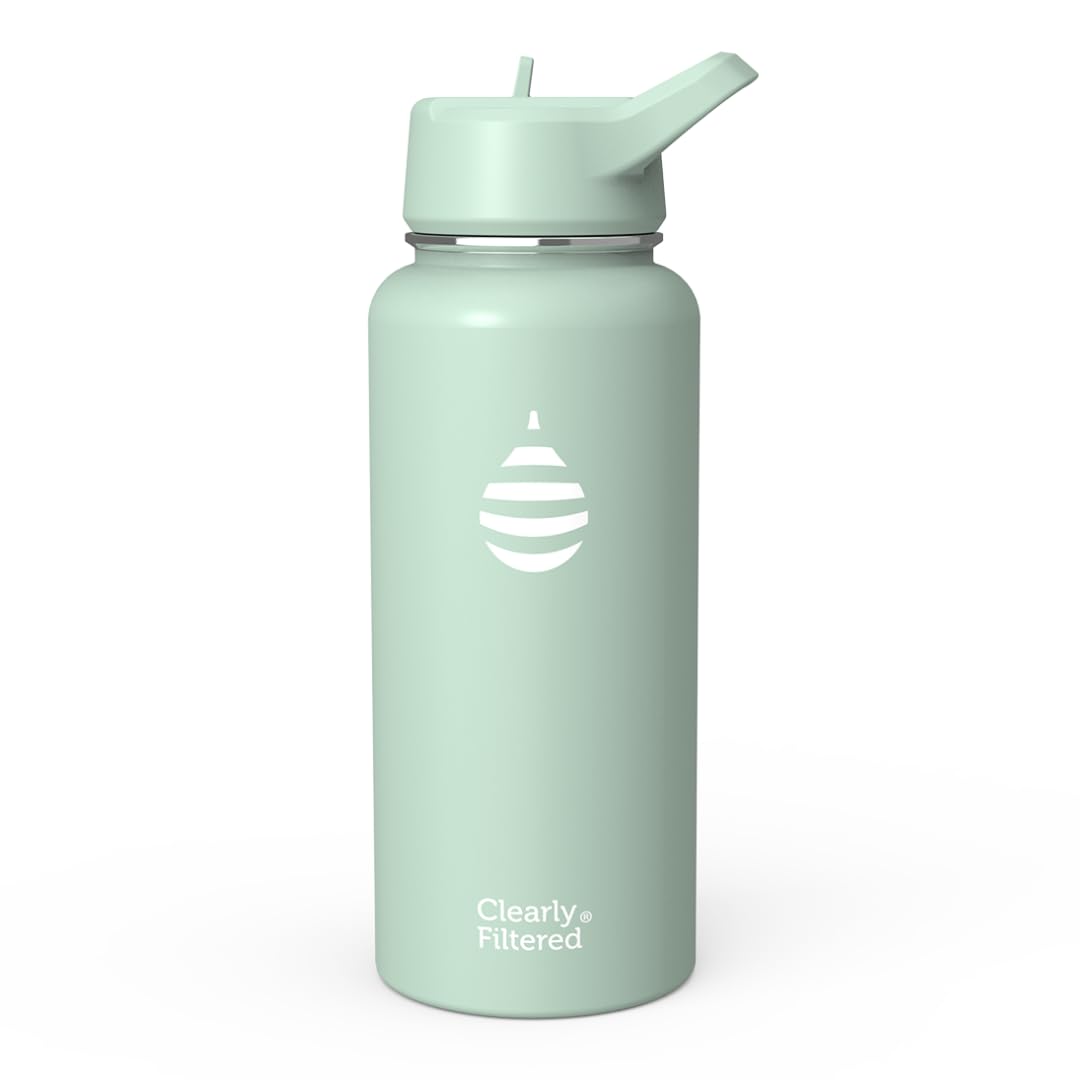 Clearly Filtered Water Bottle | Removes 220+ Contaminants, DoubleWall Insulated Stainless Steel, BPA/BPS Free, Phthalate Free, 