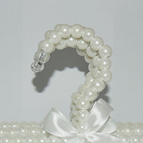 Buueerr 5 Pack Pearl Beads Metal Elegant Rosette Clothes Hangers For Kids Children Pet Dog (Style B White)