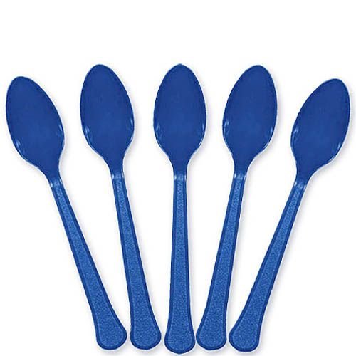 Vibrant Bright Royal Blue Plastic Spoons (Pack Of 20) - Eco-Friendly, Durable & Eye-Catching, Perfect For Parties & Events