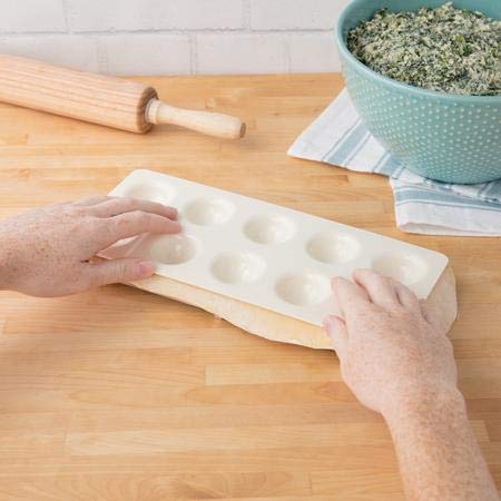 Cucinapro Ravioli Mold With Extra Large 2 1/2 Inch Squares- Authentic Ravioli Tray And Press, Makes 10 Italian Raviolis At A Tim
