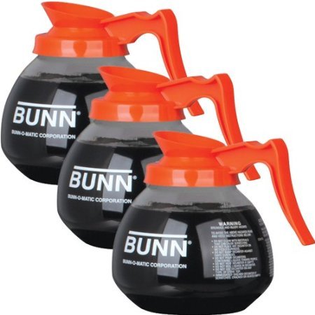 Bunn Glass Coffee Pot Decanter / Carafe - Set Of 3 - Orange - Decaf - 12 Cup Capacity By Mbw Nw Brands