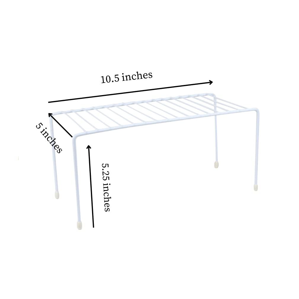 Evelots Wire Rack Cabinet Shelf Organizer Set Of 2 White Kitchen Organization, Bathroom Cabinet Organizer, Food Pantry Organizat