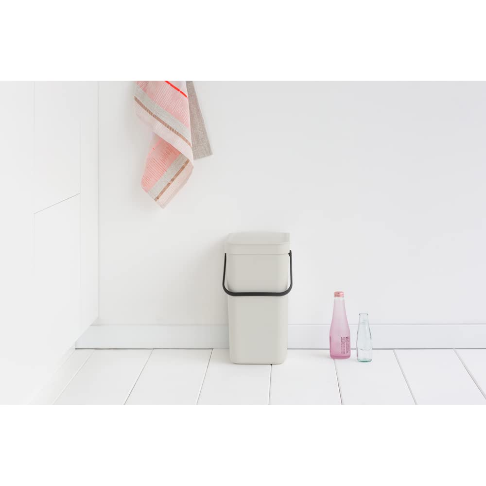 Brabantia Sort & go Kitchen Recycling can (32 galLight gray) Stackable Waste Organiser with Handle & Removable Lid  Wallcupboard Mounting