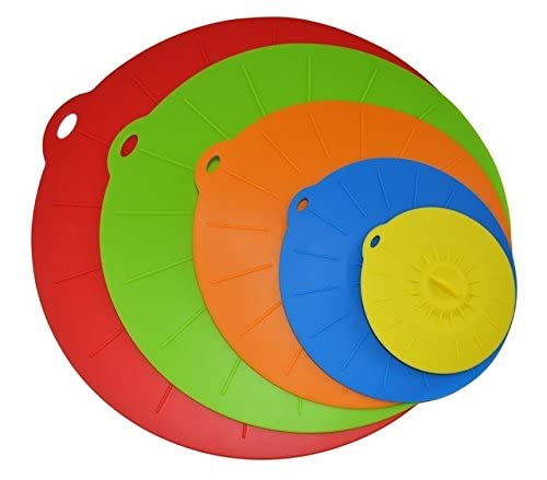 Ubersweet 5Pcs Silicone Food Lids Candy Color Home Kitchen Food Saver Fresh Covers Lid for Bowls Cups