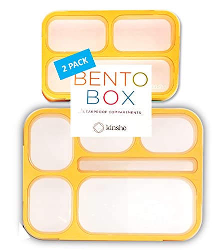 Bento Lunch-Box Set For Kids Includes Snack Container | 6 And 3 Compartment Boxes Leakproof School Bentos Or Meal Portion Contro