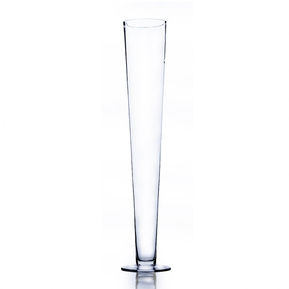 WGV Trumpet Glass Vase, Open 4, Height 23.5, (Multiple Sizes Choices) Clear Tall Pilsner Floral Planter Container Centerpiece, W