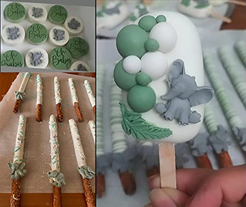 Cestony Cute Elephant Baby Rose Flower Silicone Molds For Diy Baby Shower Cake Chocolate Topper Decoration Pudding Ice Cream Jel