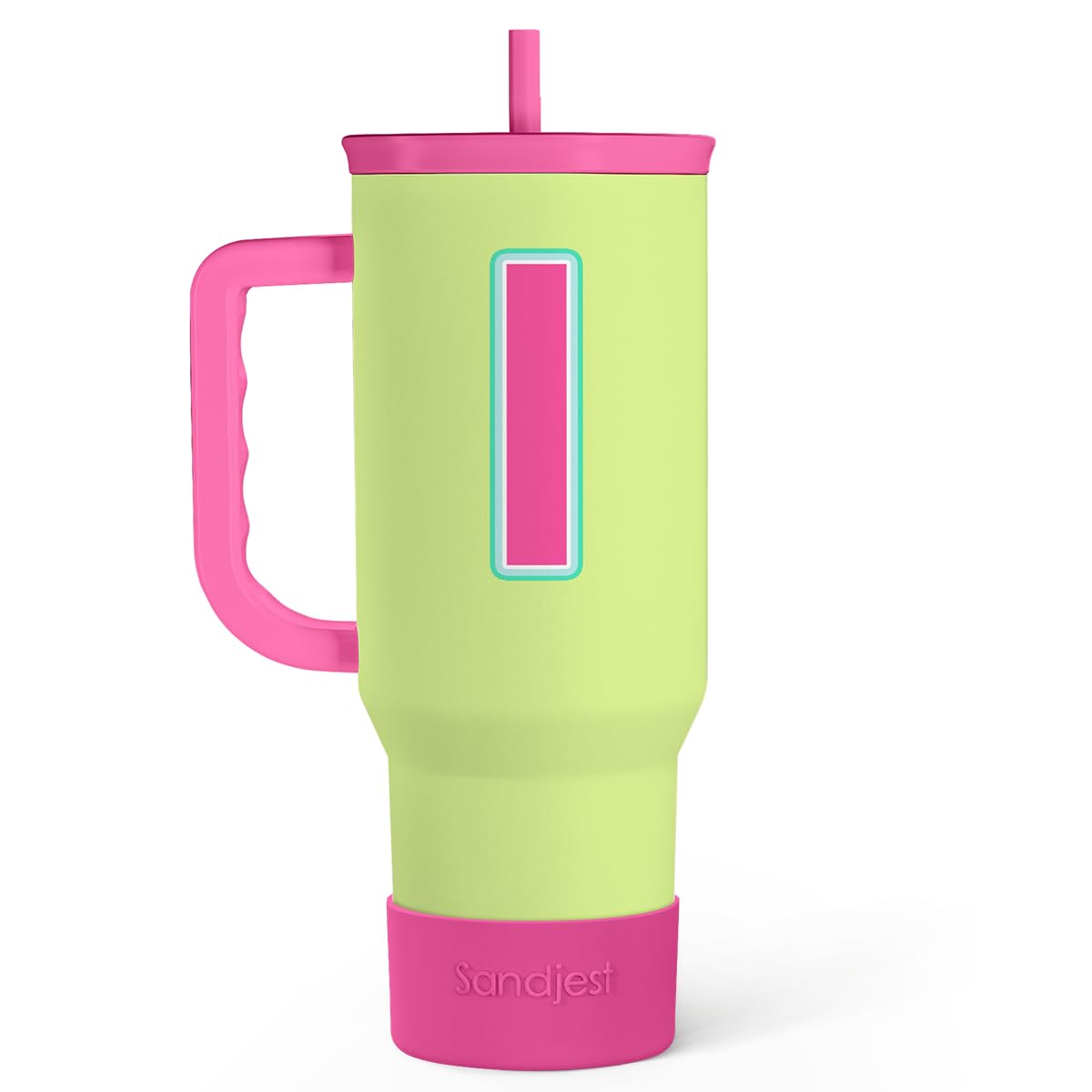 SANDJEST Monogrammed Tumbler with Handle 40oz, Letter B Tumblers Coffee Travel Cup with Straw, Personalized Monogram Initial Gif