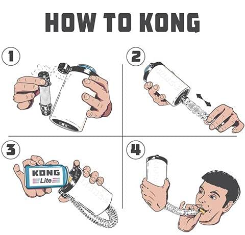 The Kong Skinny Can - Portable Coozie Or Bottle Cooler/Cup With Detachable, Expandable, Hose To Funnel Your Drink (Black)