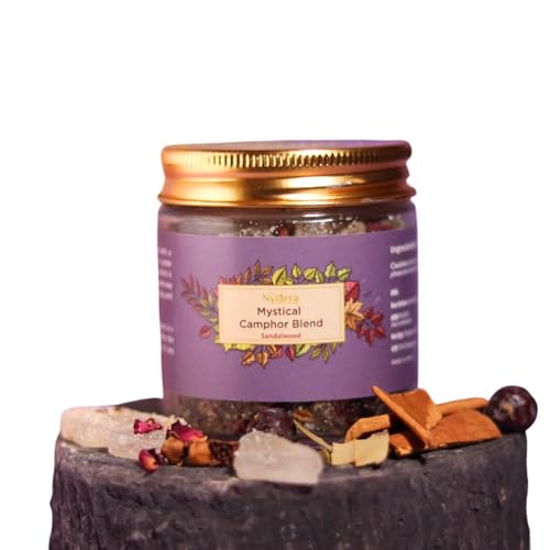 Nytarra Sandalwood Mystical Camphor Blend - 70G | Pure Kapoor/Kapooram For Diffuser, Daily Use & Meditation | Infused With Herbs