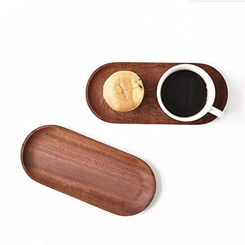 Mini Serving Tray For Jewellery Key Coin Set Of 2, Oval Natural Wood Dessert Cup Tray, Small Wooden Cheese Plate, Tableware Deco