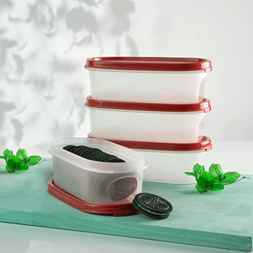 Tupperware. Mm Oval #1 Containers 500 Ml Set Of 4 Pc - Red (Tup)