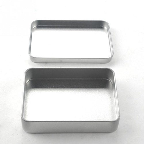 Akoak 4 Pieces 4.5 X 3.3 X 0.86 Inch Basic Necessities Rectangular Empty Tin Boxes, Portable Box Containers For Home Storage Or