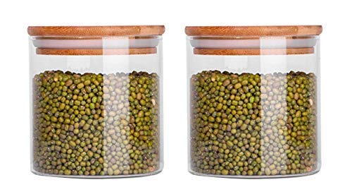 Big Cart 550Ml Pyramid Shape Glass Storage Bottels Jar With Wooden Lid Hous Hold Storage Spice Honey, Grocery, Pickle, Dry Fruit