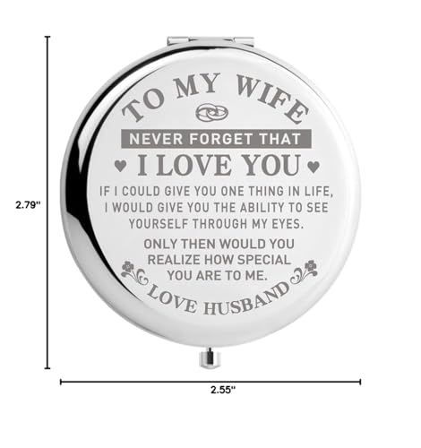 DIDADIC Travel Makeup Mirror for Wife  Wife Birthday Gift Ideas  Wife Gifts for Wedding Anniversary Valentines Day Mothers Day  Romantic Gift for Her