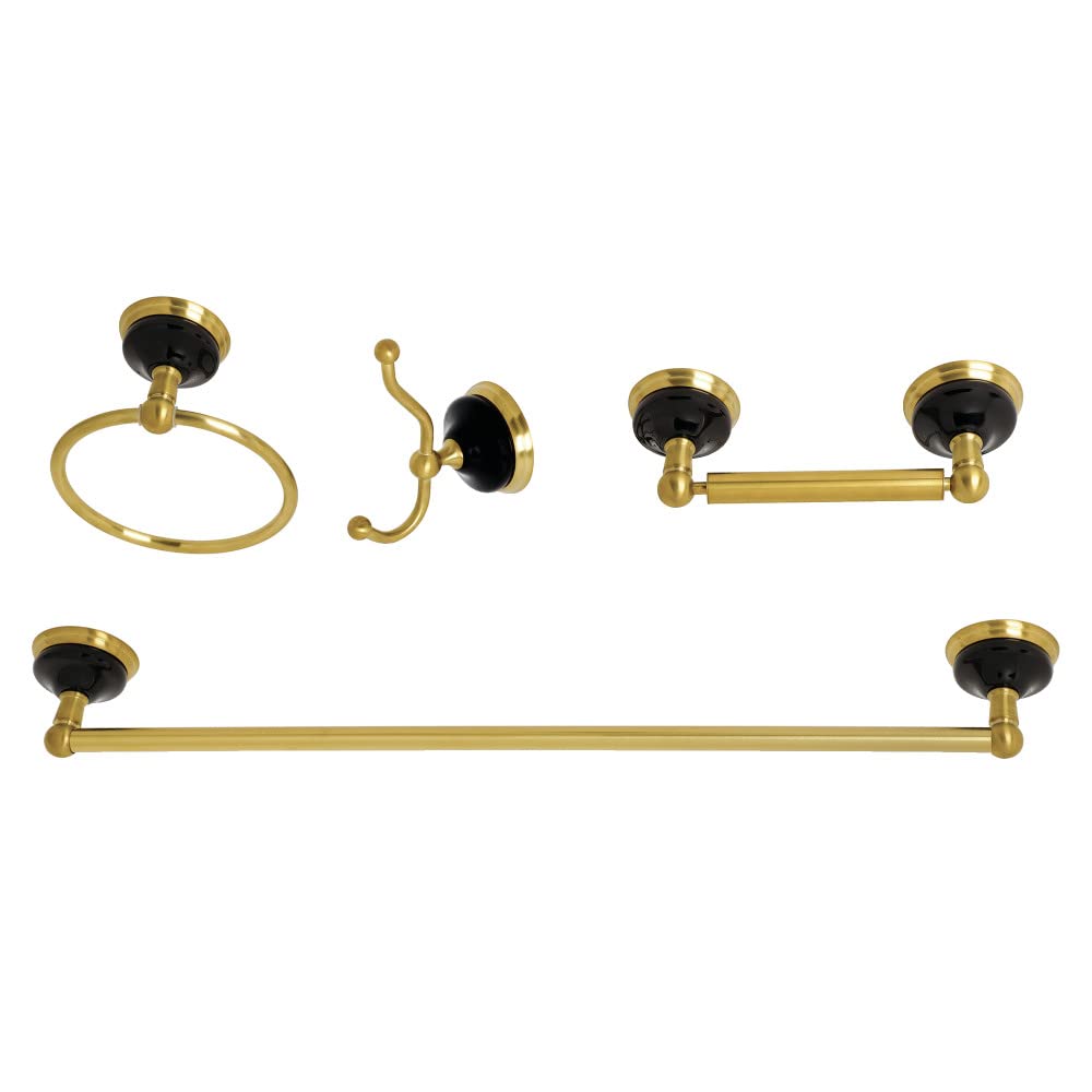Kingston Brass BAK9111478BB Water Onyx 4-Piece Bathroom Accessory Set  Brushed Brass