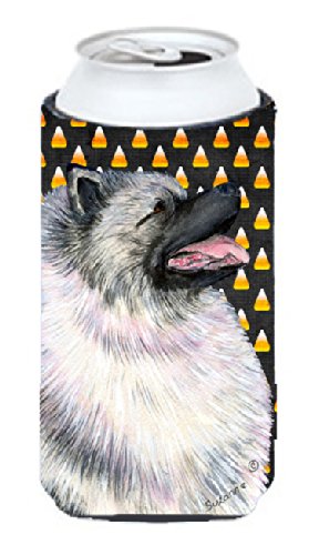 Keeshond Candy Corn Halloween Portrait  Tall Boy Beverage Insulator Beverage Insulator Hugger