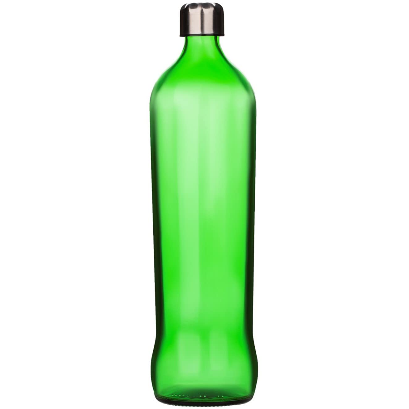 Sand Dune Set Of 1, 750 Ml Each Green Glass Water Bottle, With LeakProof Airtight StainlessSteel Lid For Water, Smoothie, Juic