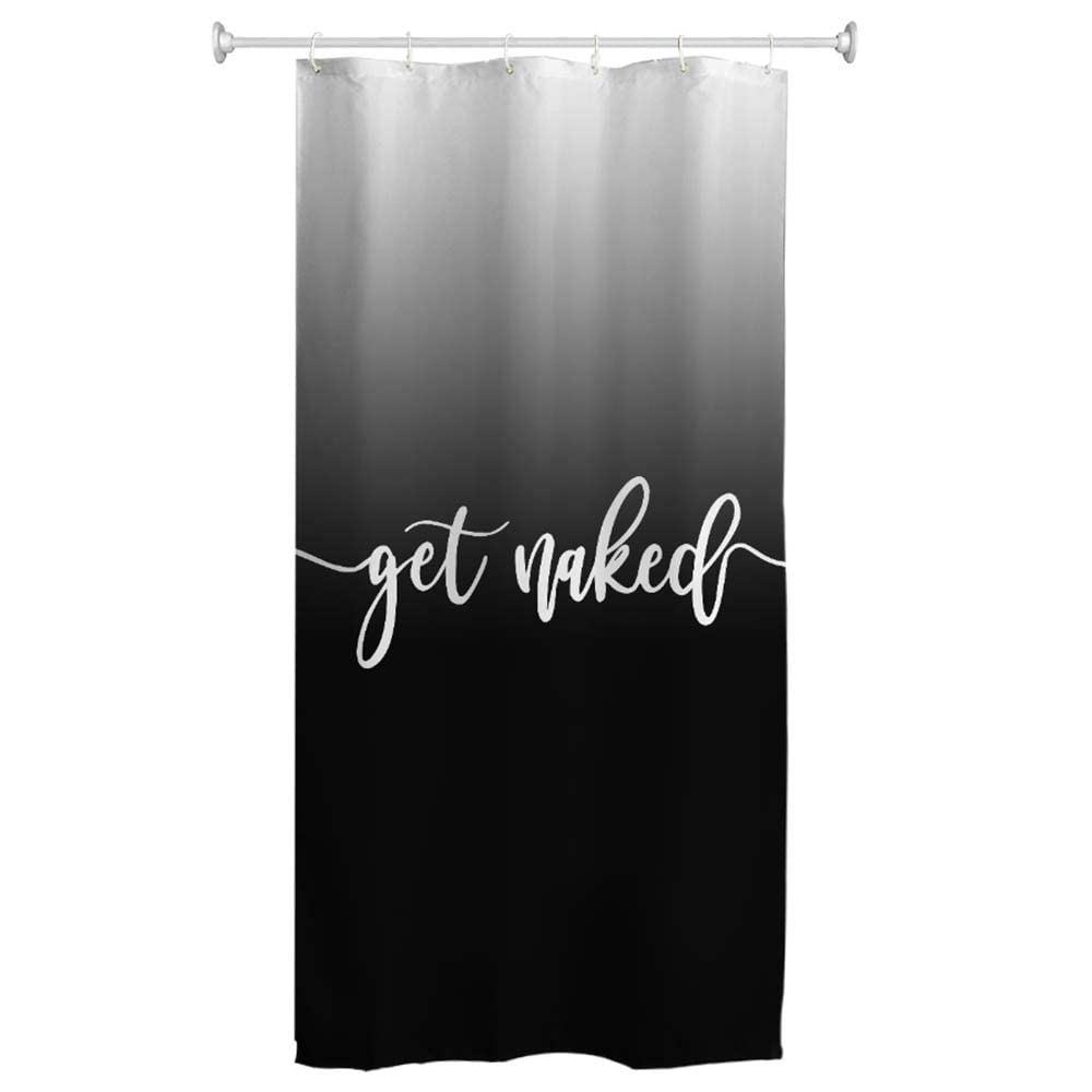 Eleroye Stall Get Naked Shower Curtain Black Grayish White To Black Funny Cute Art Fonts Words Fabric Machine Washable Bathroom