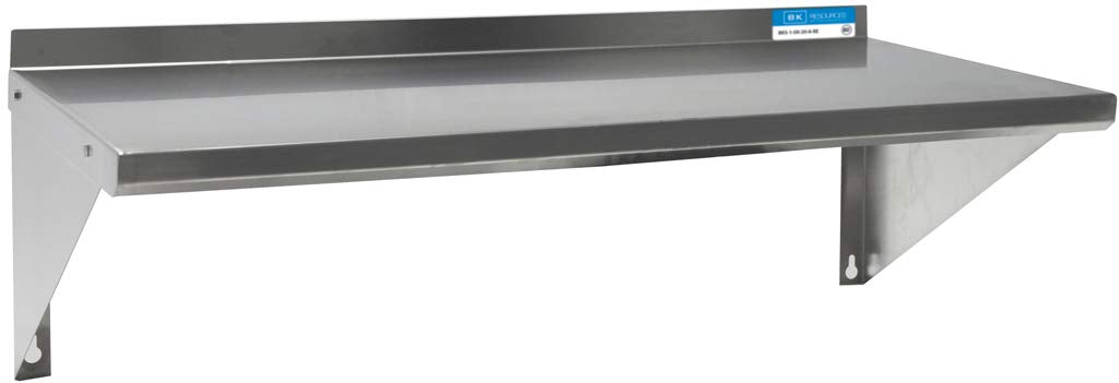 BK Resources Stainless Steel Wall Shelf, 16x 32, 18 Gauge T-430 Steel, NSF Commercial Kitchen Food Service Use, 1.5 Backsplash, 