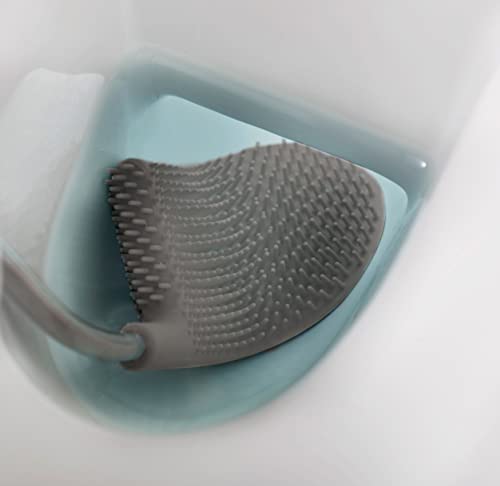Joseph Joseph Flex Lite Silicone Toilet Brush With Slimline Holder Set, Flexible Head, Drip, Anti-Clog Deep Clean, 1 Ea, Grey/Wh