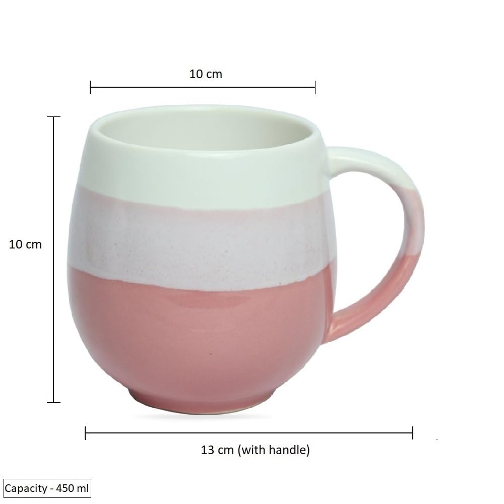 U & U UNIQUE UTILITIES Ceramic Coffee Mug Milk Cup for Home & Office Gift (Pink) - 450 ML