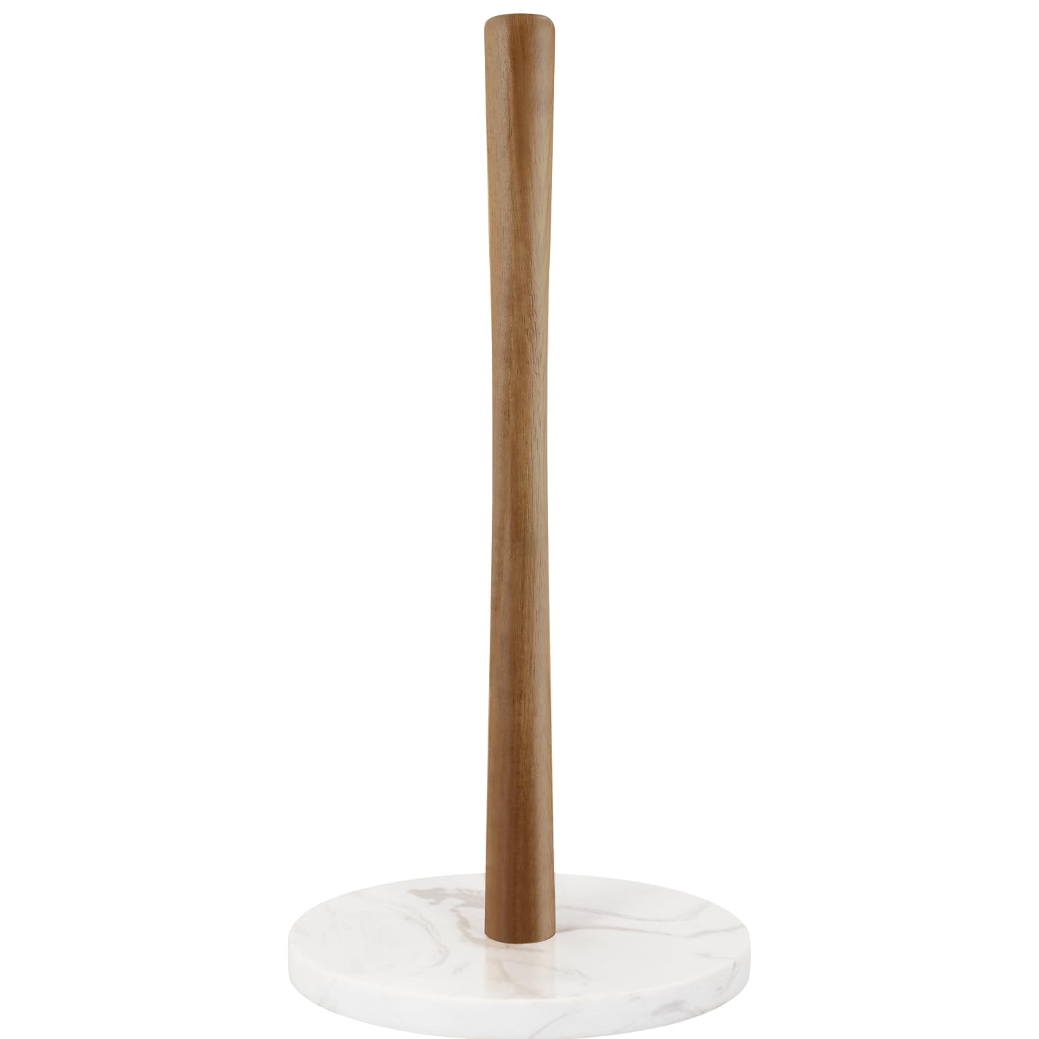 Buruis Wood Paper Towel Holder, Marble Base Modern Decorative Countertop Standing Rolls Holder For Kitchen, Toilet, Pantry And B