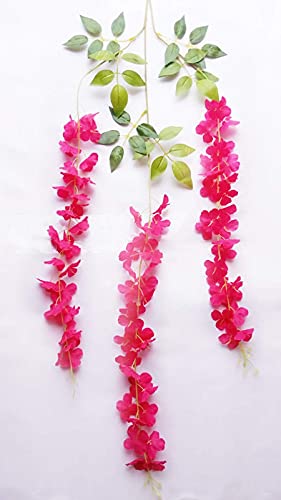 Mundeya Artificial Hanging Wisteria Flower Vine, Pack Of 6, Dark Pink