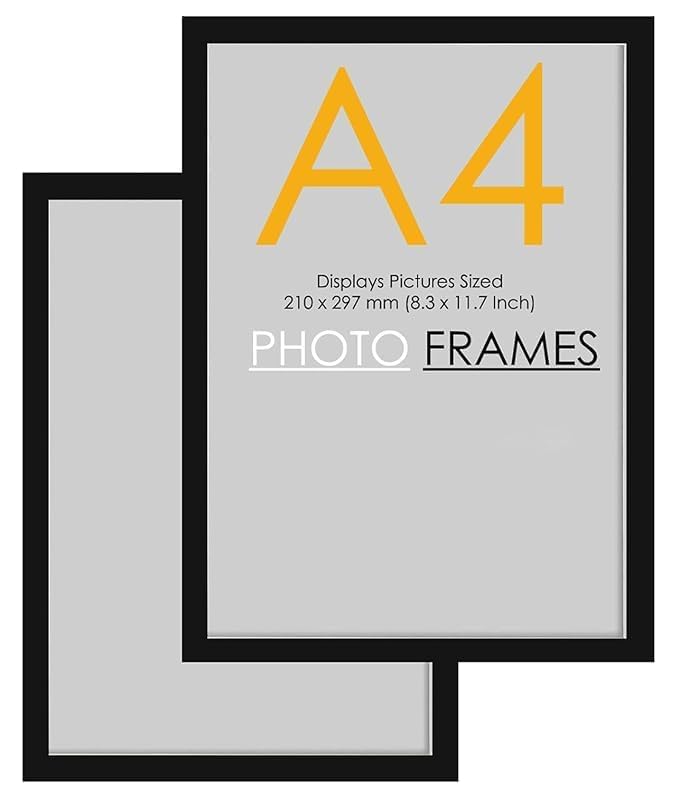 A4 Size Photo Frames - Wall & Tabletop Display, Lightweight Black Frame Khali Frame /A4 Size, 9X12Inches (2, Black)