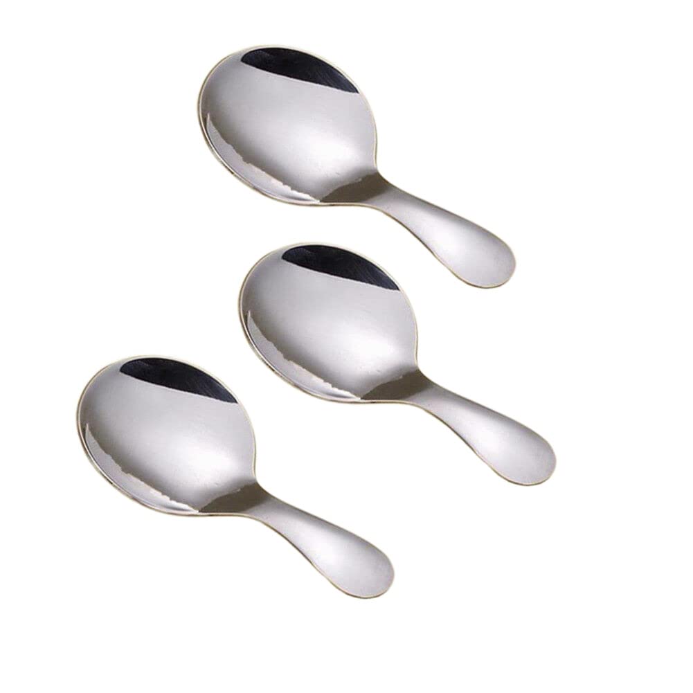3Pcs Stainless Steel Mini Scoop For Canisters With Short Handle, Silver Mini Feed Spoon For Ice Cream Melon Baller, Short Handle