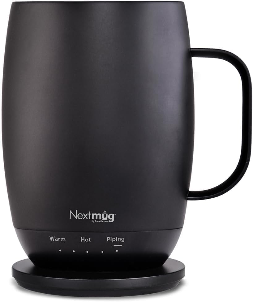 Nextmug Plus - Temperature-Controlled, Self-Heating Coffee Mug (Black - 18 Oz.)
