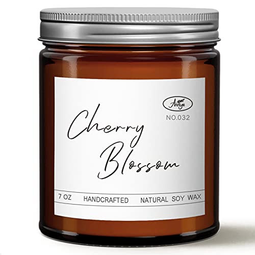 Cherry Blossom Strong Scented Candles, Organic Soy Candle for Home Scented, Hand-Poured Aromatherapy Candles, Gifts for WomenMen
