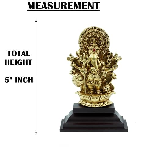 Justclickindia Fiber Resin Action Sri Shubha Drishti Ganapathy Idol, 5 Inch (Gold And Brown)