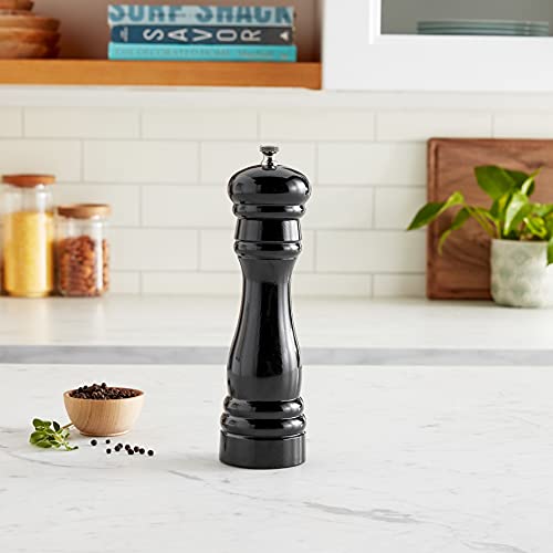 Fletchers' Mill Federal Pepper Mill, Black - 8 Inch, Adjustable Coarseness Fine To Coarse, Made In U.S.A.