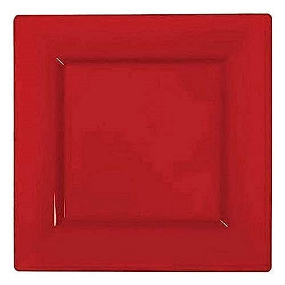 Kaya Elegant Red Square Dinner Plates - 9.5'' (Pack Of 10) - Perfect For Weddings, Birthday Parties, Festivals & More