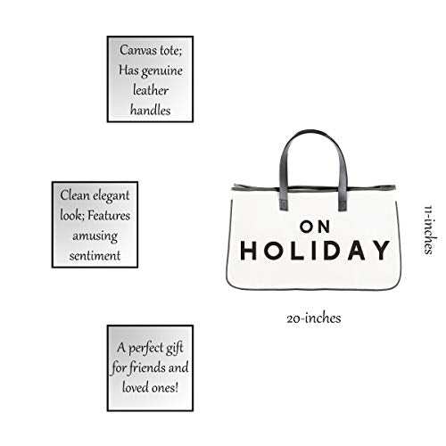 Santa Barbara Design Studio Canvas Tote Bag With Waterproof Lining And Genuine Leather Handles Face-To-Face Christmas Collection