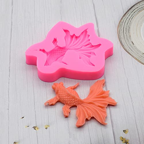Gulinaza 2Pcs Goldfish Silicone Molds For Diy Cake Fondant Biscuit Cookies Sugar Pudding Chocolate Hard Candies Dessert Decor Pe