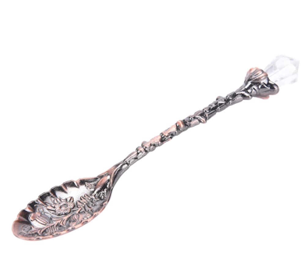 Wjq&Linyuzi Crystal Head Spoon Dining Bar Mini Coffee Spoon Flatware Dessert Tea Spoon Vintage Royal Style Alloy Carvedkitchen A